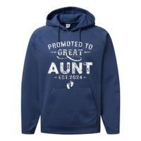 Promoted To Great Aunt 2024 Mothers Day First Time Mom Performance Fleece Hoodie