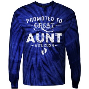 Promoted To Great Aunt 2024 Mothers Day First Time Mom Tie-Dye Long Sleeve Shirt