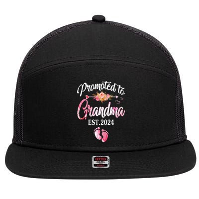 Promoted To Grandma 2024 First Time New Grandma Pregnancy 7 Panel Mesh Trucker Snapback Hat