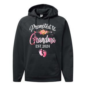 Promoted To Grandma 2024 First Time New Grandma Pregnancy Performance Fleece Hoodie