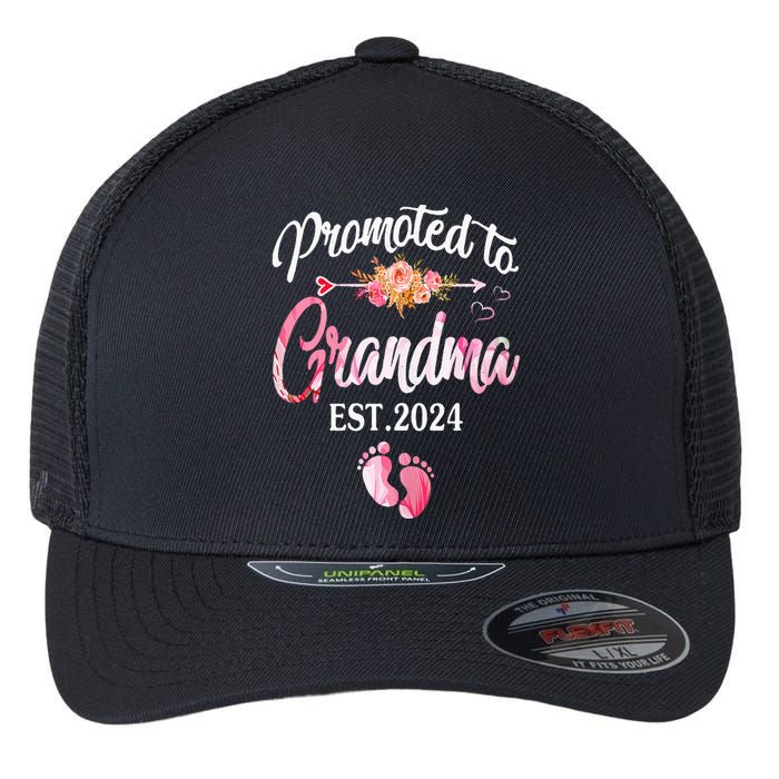 Promoted To Grandma 2024 First Time New Grandma Pregnancy Flexfit Unipanel Trucker Cap