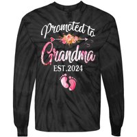 Promoted To Grandma 2024 First Time New Grandma Pregnancy Tie-Dye Long Sleeve Shirt