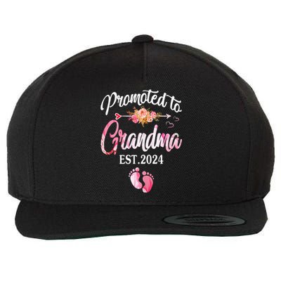 Promoted To Grandma 2024 First Time New Grandma Pregnancy Wool Snapback Cap