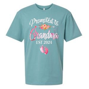 Promoted To Grandma 2024 First Time New Grandma Pregnancy Sueded Cloud Jersey T-Shirt