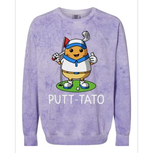 Putt Tato Golfing Potatoes Potato Funny Golf Player Pun Colorblast Crewneck Sweatshirt