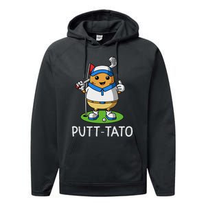 Putt Tato Golfing Potatoes Potato Funny Golf Player Pun Performance Fleece Hoodie