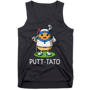 Putt Tato Golfing Potatoes Potato Funny Golf Player Pun Tank Top