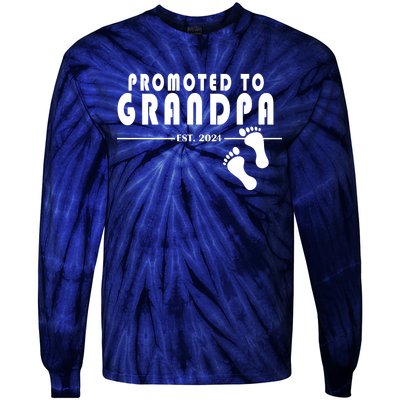 Promoted To Grandpa Established 2024 Tie-Dye Long Sleeve Shirt