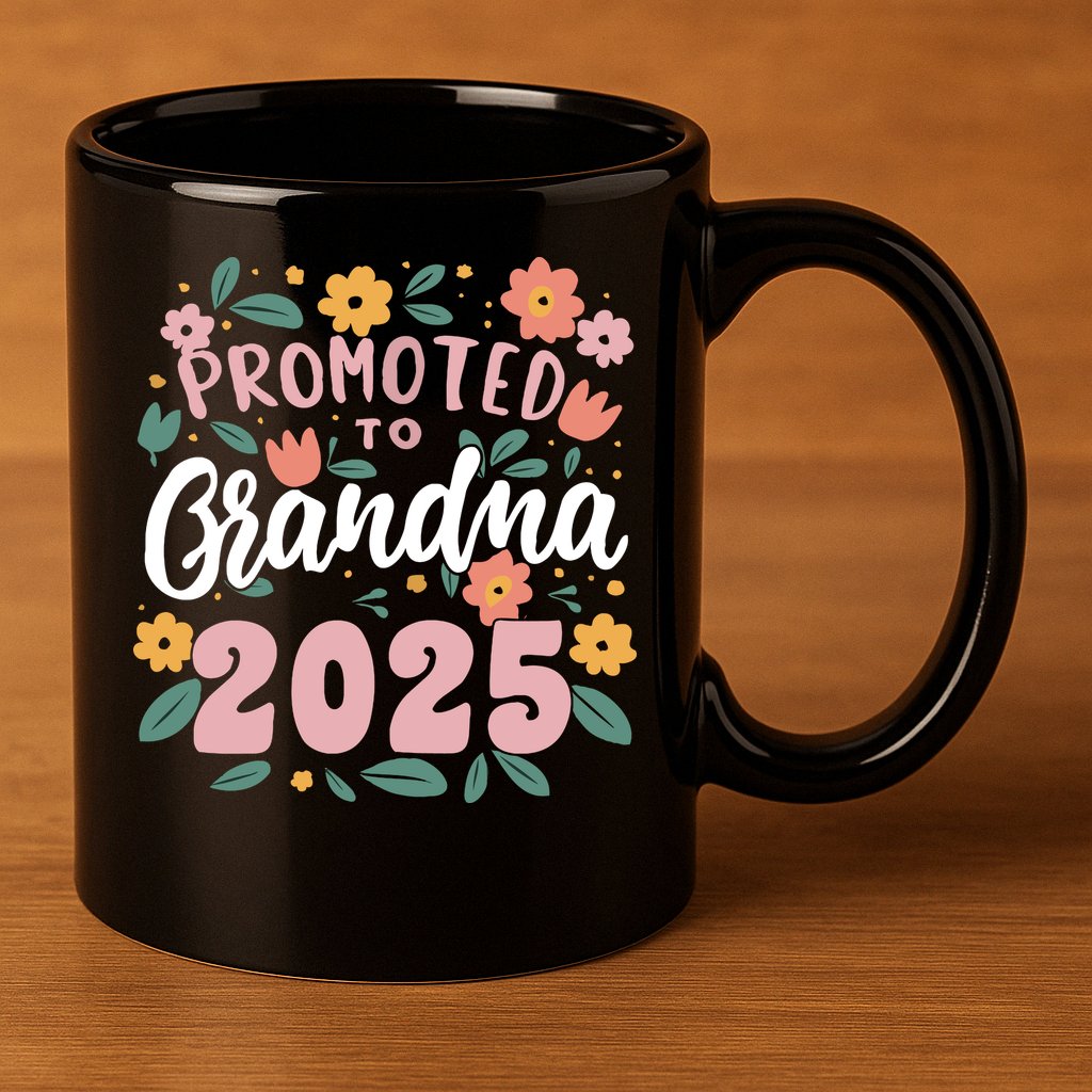 Promoted To Grandma 2025 First Time New Grandma Pregnancy 11oz C Handle Ceramic Mug