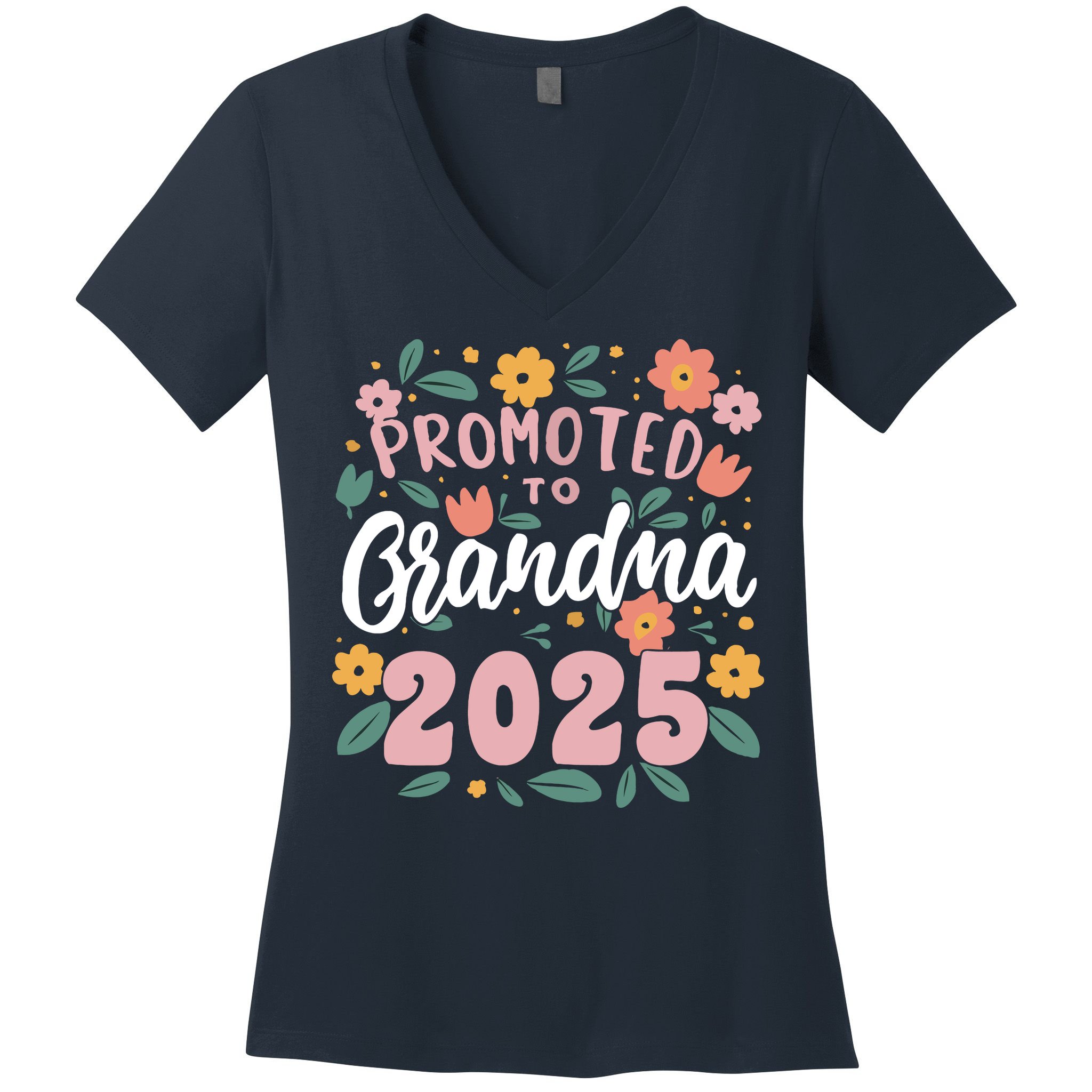 Promoted To Grandma 2025 First Time New Grandma Pregnancy Women's V-Neck T-Shirt