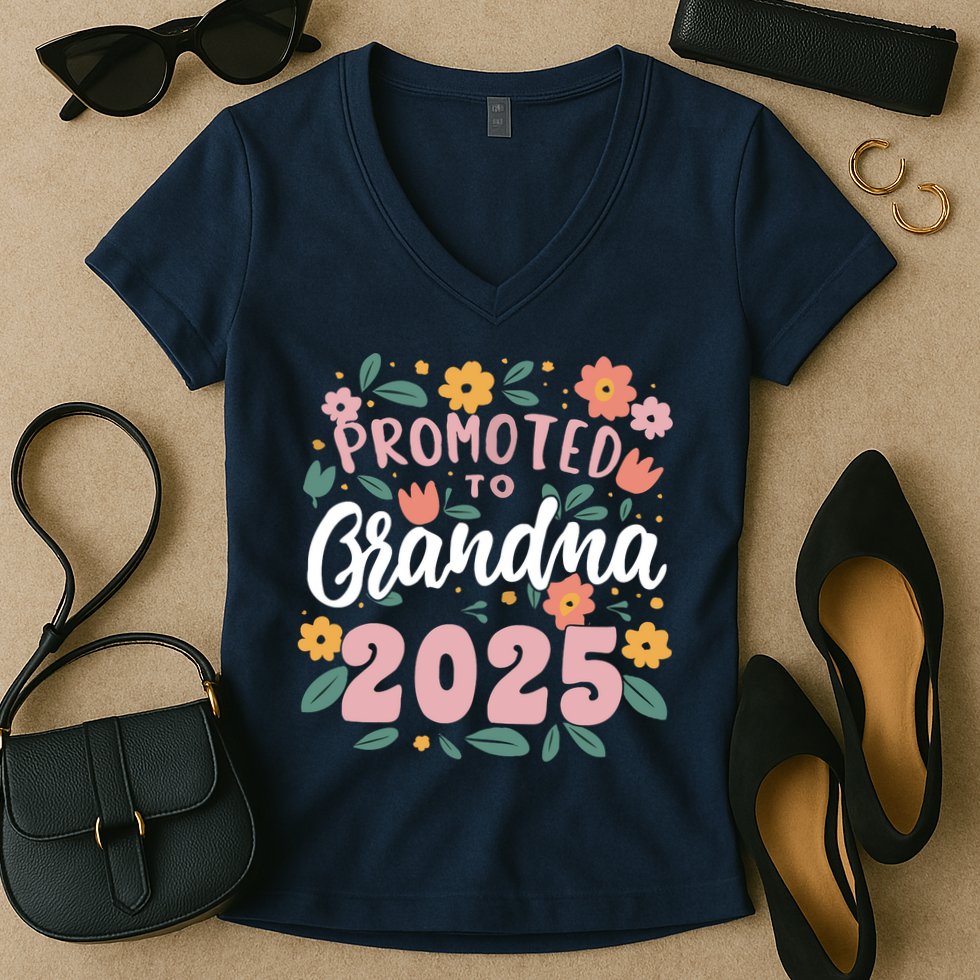 Promoted To Grandma 2025 First Time New Grandma Pregnancy Women's V-Neck T-Shirt