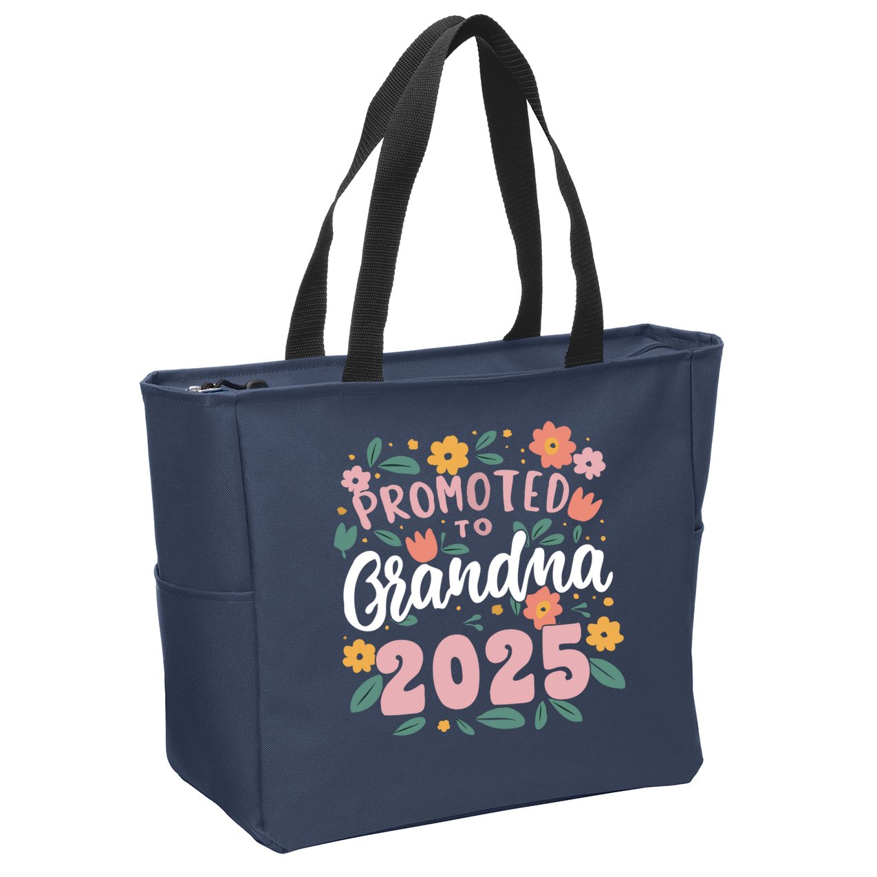 Promoted To Grandma 2025 First Time New Grandma Pregnancy Zip Tote Bag