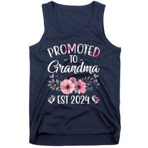 Promoted To Grandma Est 2024 Floral Pregnancy Announcement Tank Top