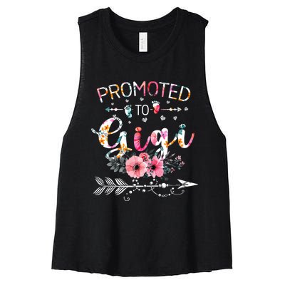 Promoted To Gigi Announcement Funny New Gigi Mothers Day Women's Racerback Cropped Tank