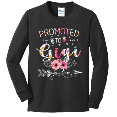 Promoted To Gigi Announcement Funny New Gigi Mothers Day Kids Long Sleeve Shirt