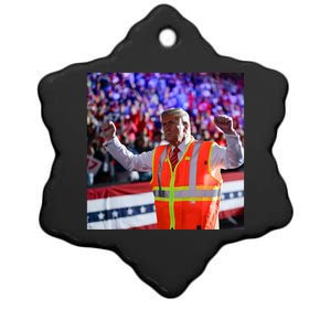 President Trump Garbage Truck Worker Vest Maga 2025 Ceramic Star Ornament