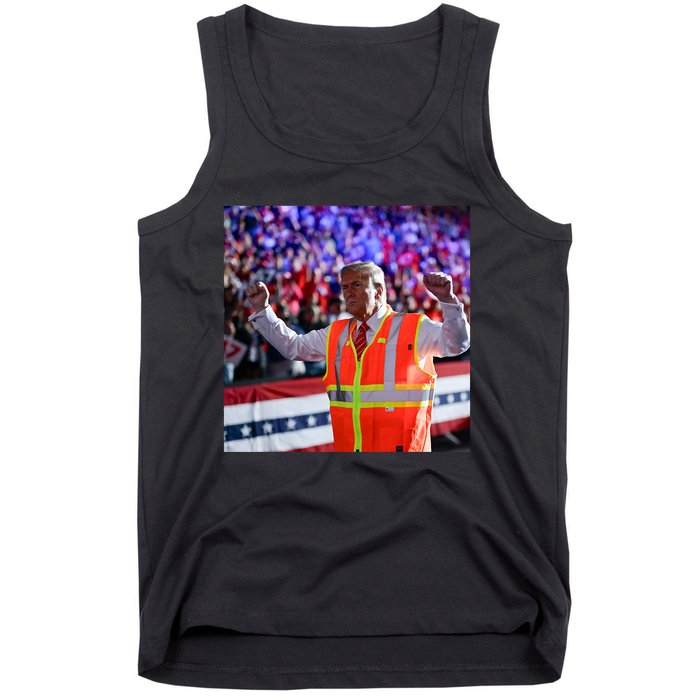 President Trump Garbage Truck Worker Vest Maga 2025 Tank Top