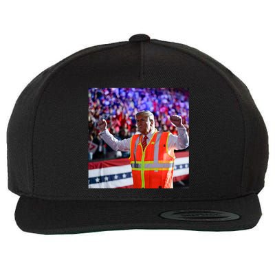 President Trump Garbage Truck Worker Vest Maga 2025 Wool Snapback Cap