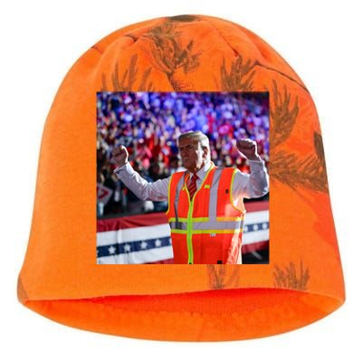 President Trump Garbage Truck Worker Vest Maga 2025 Kati - Camo Knit Beanie