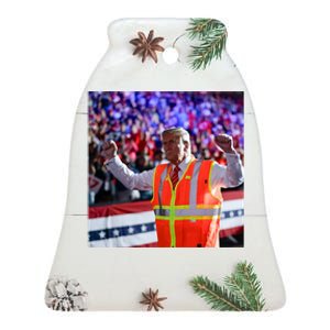 President Trump Garbage Truck Worker Vest Maga 2025 Ceramic Bell Ornament