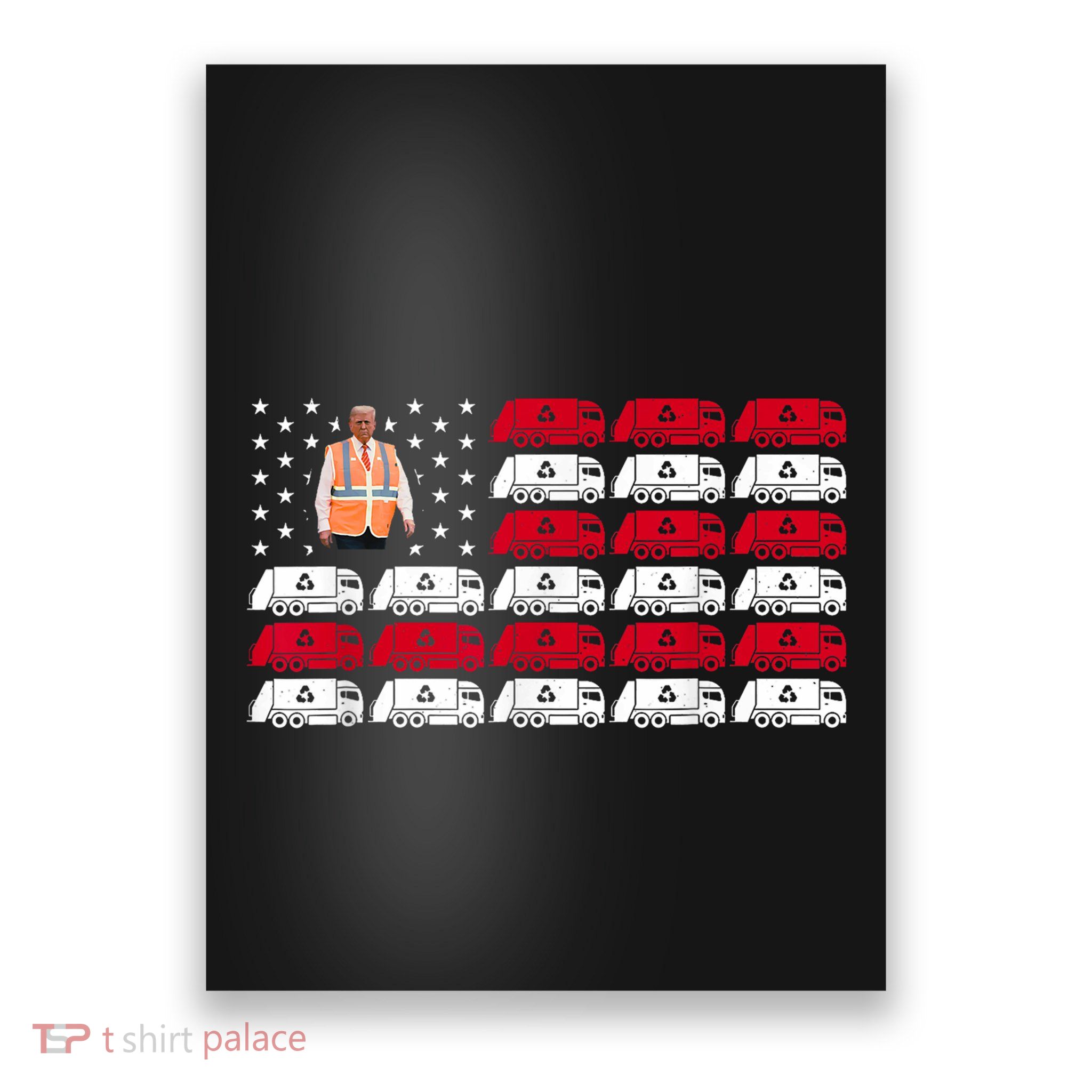 President Trump Garbage Truck Worker Vest Usa Flag Maga 2025 Poster