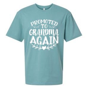 Promoted To Grandma Again Funny Gift Sueded Cloud Jersey T-Shirt