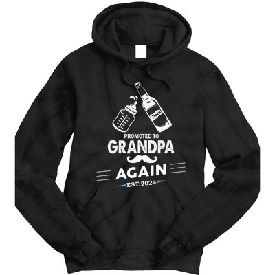 Promoted To Grandpa Again 2024 Pregnancy Announcement Tie Dye Hoodie