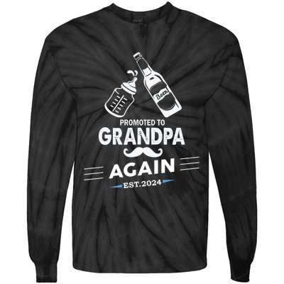 Promoted To Grandpa Again 2024 Pregnancy Announcement Tie-Dye Long Sleeve Shirt