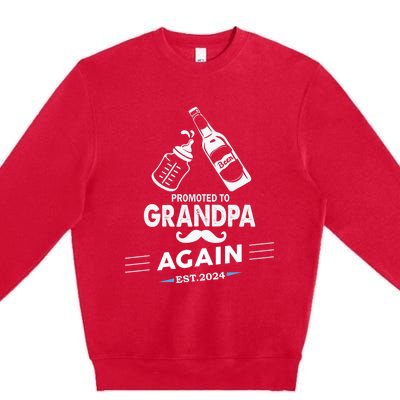 Promoted To Grandpa Again 2024 Pregnancy Announcement Premium Crewneck Sweatshirt