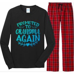 Promoted To Grandma Again Funny Gift Long Sleeve Pajama Set