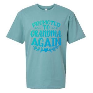 Promoted To Grandma Again Funny Gift Sueded Cloud Jersey T-Shirt