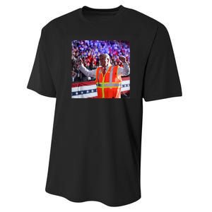 President Trump Garbage Truck Worker Vest Maga 2025 Performance Sprint T-Shirt