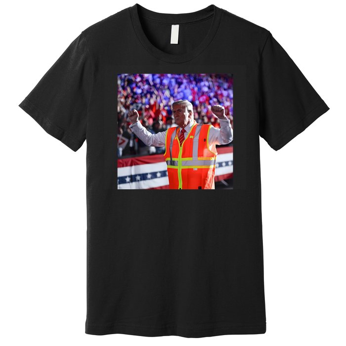 President Trump Garbage Truck Worker Vest Maga 2025 Premium T-Shirt