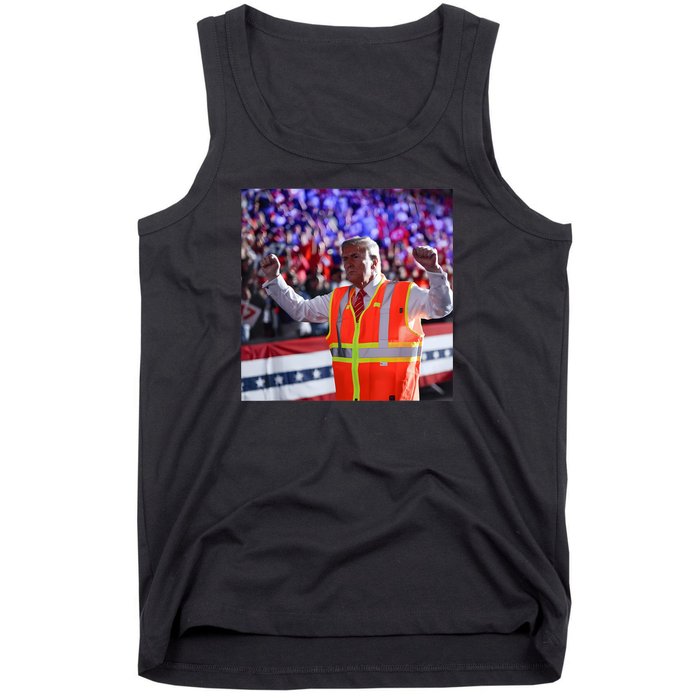 President Trump Garbage Truck Worker Vest Maga 2025 Tank Top