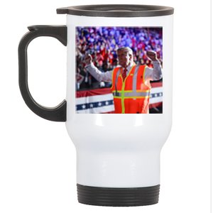 President Trump Garbage Truck Worker Vest Maga 2025 Stainless Steel Travel Mug