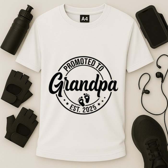 Promoted To Grandpa Est 2025 Cooling Performance Crew T-Shirt