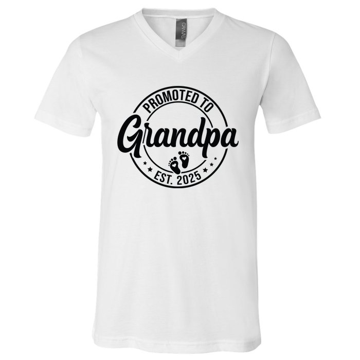 Promoted To Grandpa Est 2025 V-Neck T-Shirt