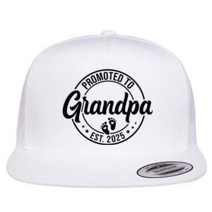 Promoted To Grandpa Est 2025 Flat Bill Trucker Hat