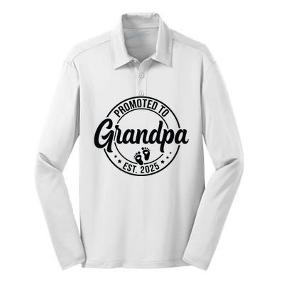 Promoted To Grandpa Est 2025 Silk Touch Performance Long Sleeve Polo