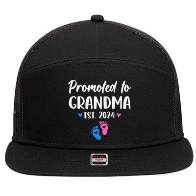 Promoted To Grandma Est 2024 New Grandma Grandmother 7 Panel Mesh Trucker Snapback Hat