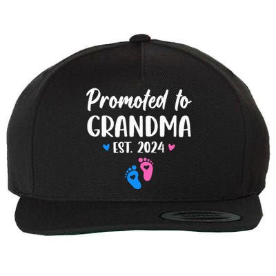 Promoted To Grandma Est 2024 New Grandma Grandmother Wool Snapback Cap