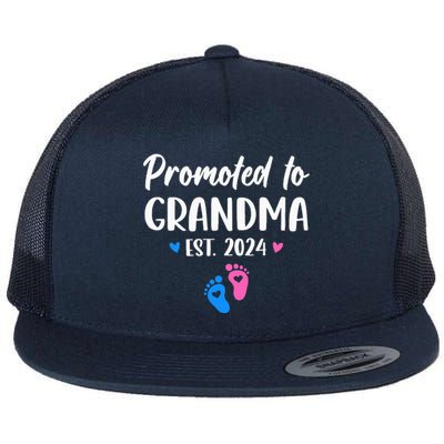 Promoted To Grandma Est 2024 New Grandma Grandmother Flat Bill Trucker Hat