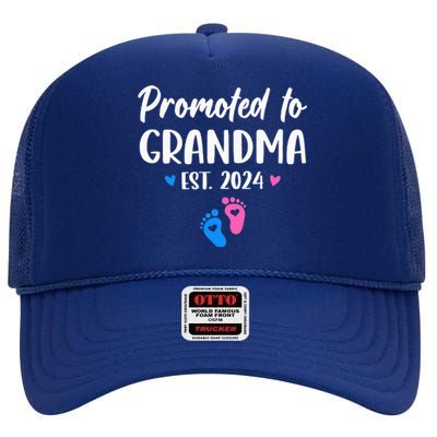 Promoted To Grandma Est 2024 New Grandma Grandmother High Crown Mesh Back Trucker Hat