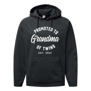 Promoted To Grandma Of Twins 2024 Twins Baby Announcement Performance Fleece Hoodie