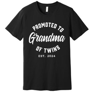 Promoted To Grandma Of Twins 2024 Twins Baby Announcement Premium T-Shirt