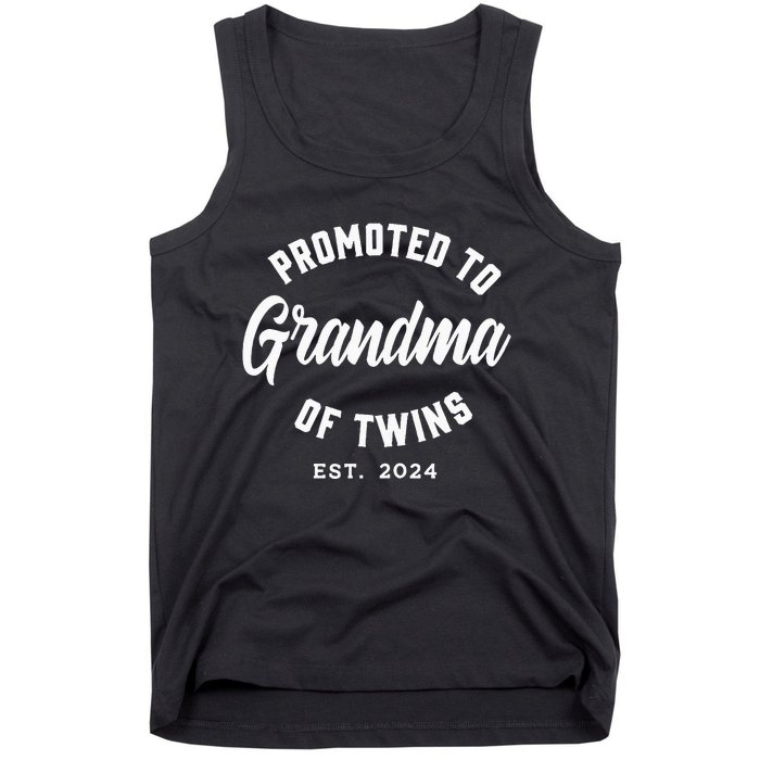 Promoted To Grandma Of Twins 2024 Twins Baby Announcement Tank Top