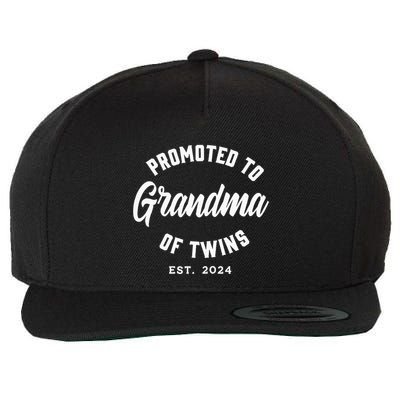 Promoted To Grandma Of Twins 2024 Twins Baby Announcement Wool Snapback Cap
