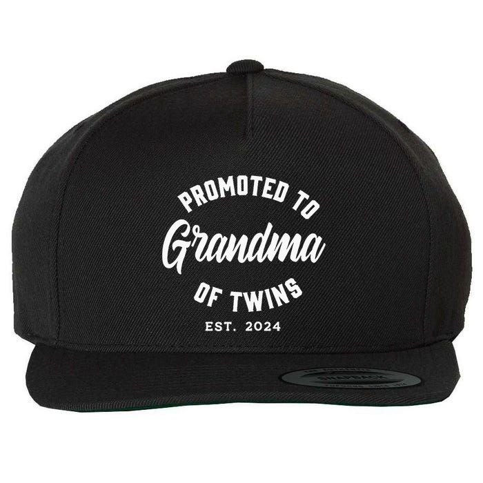 Promoted To Grandma Of Twins 2024 Twins Baby Announcement Wool Snapback Cap