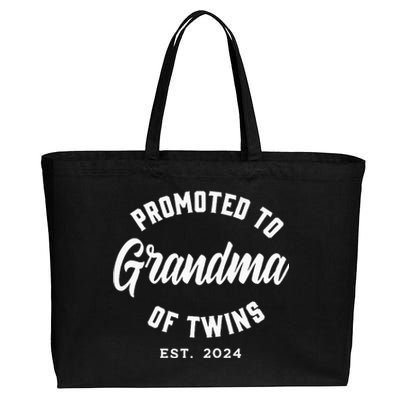 Promoted To Grandma Of Twins 2024 Twins Baby Announcement Cotton Canvas Jumbo Tote