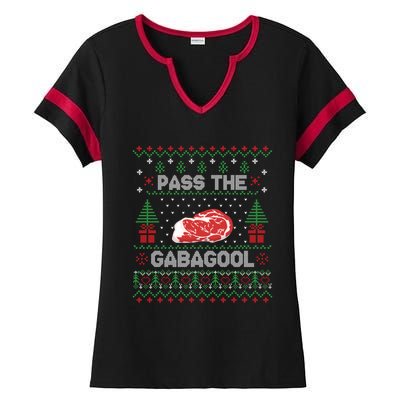 Pass The Gabagool Tacky Ugly Christmas Sweater Ladies Halftime Notch Neck Tee